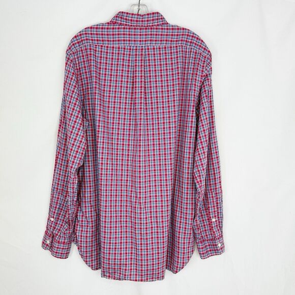 Polo Ralph Lauren Classic Fit Red Plaid Blue Pony Performance Shirt Mens XL - Picture 3 of 16